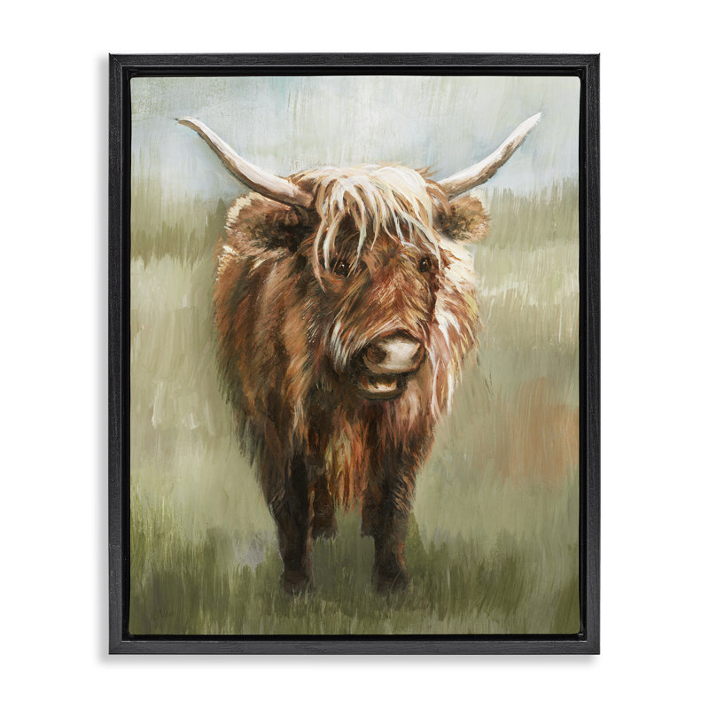 Art mural sur toile Highland, H 31 po x l 25 po, Cadre flottant noir de jais
