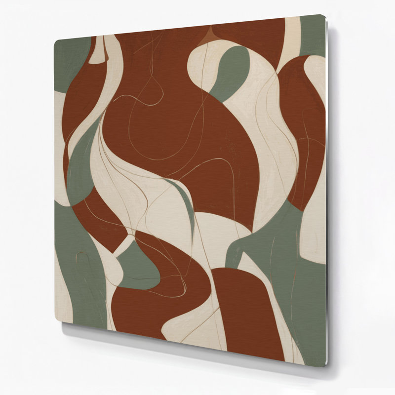Abstrait art figuratif brun en métal 55, H 12 po x l 12 po