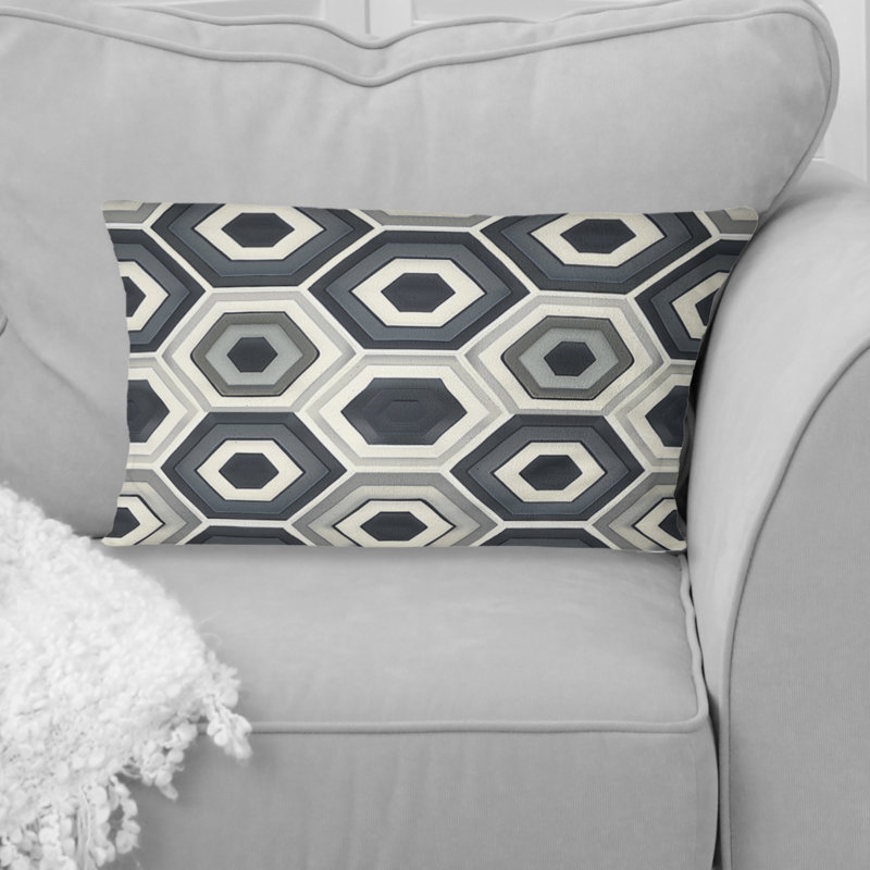 Imprimé hexagonal gris - coussin lombaire traditionnel