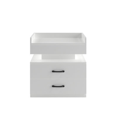 End Table, Bedside Table, Nightstand With Adjustable LED Strip Light