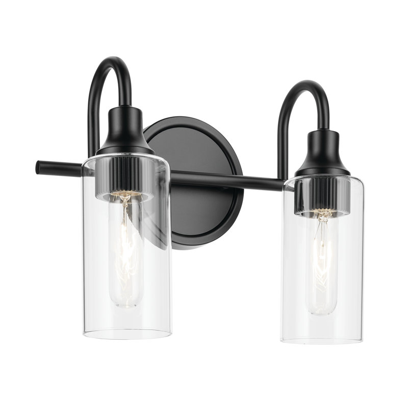12.5" 2-Light Vanity Light with Clear Glass, Satin Black