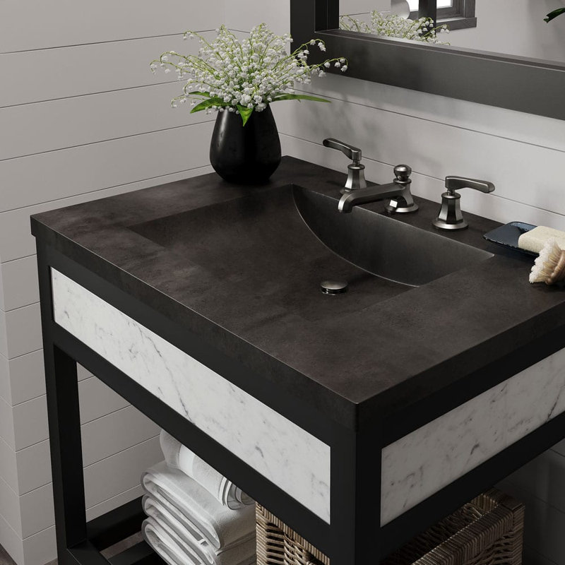 Cuzco 30" Single Bathroom Vanity Base Only, Carrera Marble