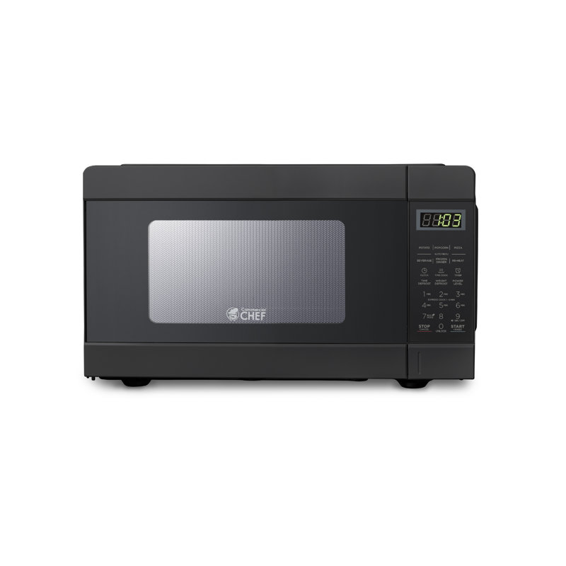 CHM Series COMMERCIAL CHEF 0.9 Cu Ft Microwave with 10 Power Levels, Push Button Microwave, Black