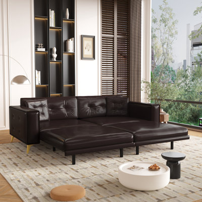 In 1 Sleeper Sofas, Faux Leather Modern Pull Out Couch For Home