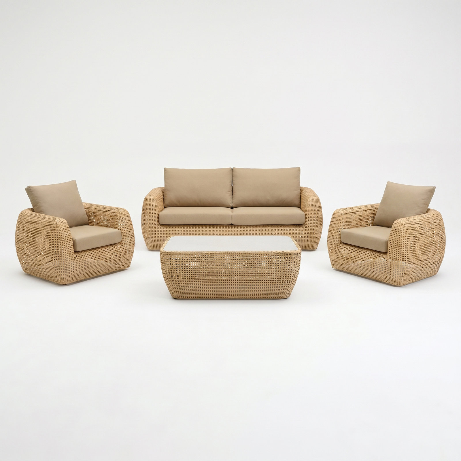 5 - Person Sunbrella® Complete Patio Set, Canvas Beige