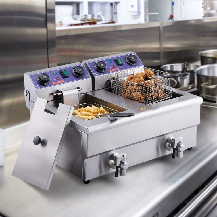 Commercial Restaurant Electric 11.7L Deep Fryer with Timer and Drain Stainless Steel