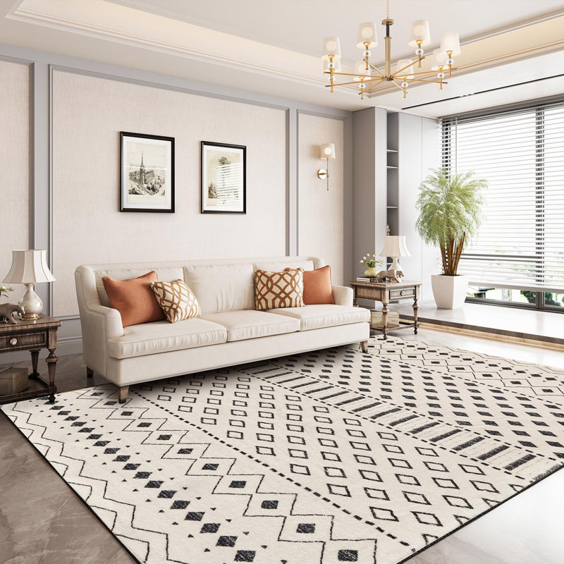 Tapis imitation cachemire à rayures géométriques, Rectangle de 5 pi x 8 pi
