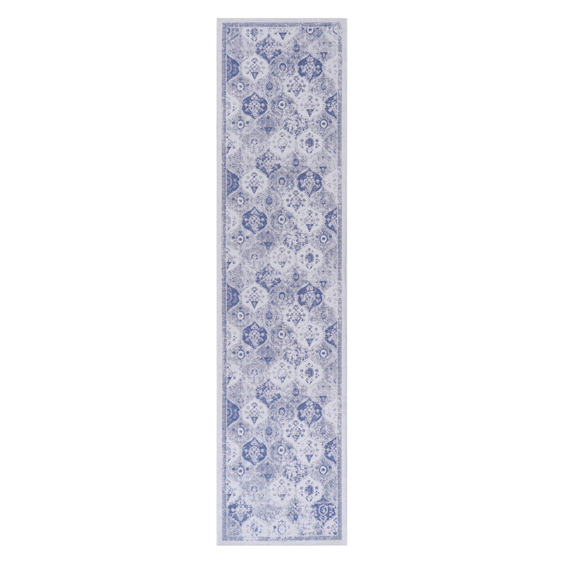 2'6''X10' Blue Runner, Washable Rug, Low-Pile, Non-Slip, Non-Shedding, Foldable, Kid & Pet Friendly - Area Rugs For Living Room, Bedroom, Kitchen, Dining Room Rug (Blue, 2'6''X10')