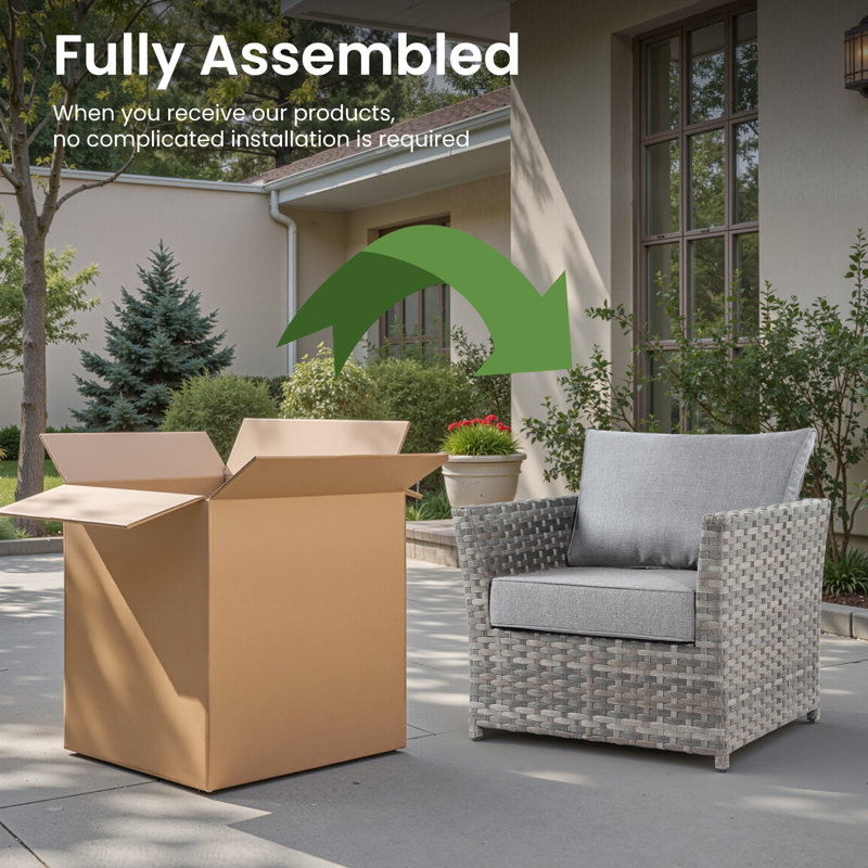 Ignatz 8 - Person No Assembly Required Patio conversation Set, Outdoor Sectional With Cushions, Gray