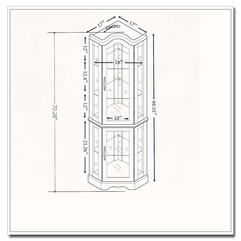 Vitrine lumineuse en verre, Blanc, H 70 po x l 22 po x P 16 po