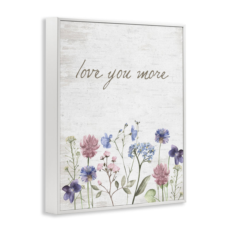 Giclée encadrée Love You More Wildflowers, H 30 po x l 24 po, Estampe numérique encadrée blanc bord de mer