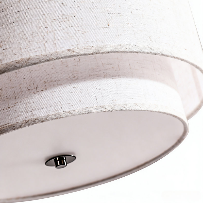 Plafonnier semi-encastré 3 lumières Boho Linen Drum, Noir