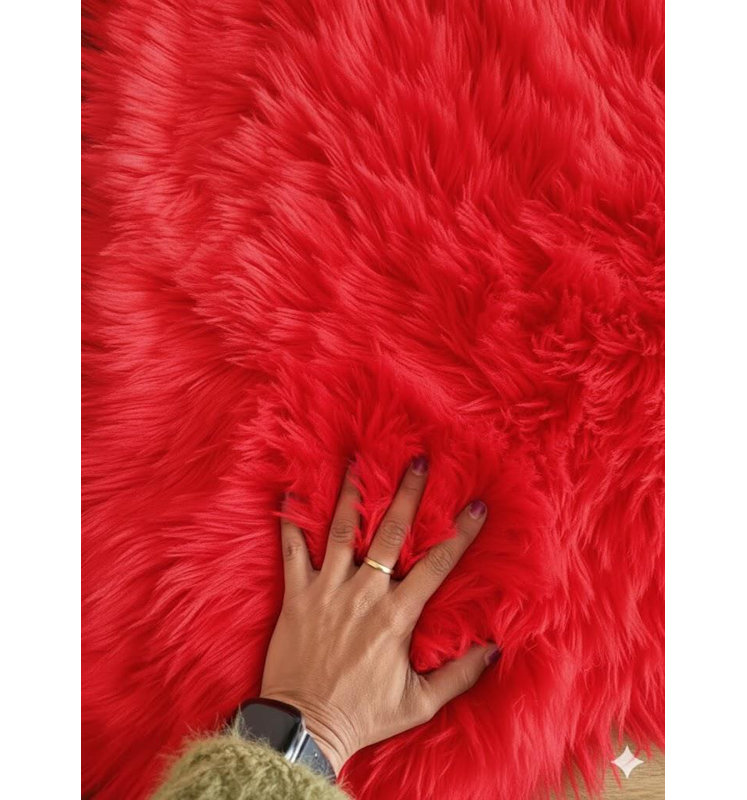 Novelty 60 cm x 90 cm Faux Fur Area Rug, Red