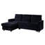 Canapé-lit 81,5 po en velours avec poche latérale et rangement pour chaise longue en tissu noir, largeur de 82,7 po