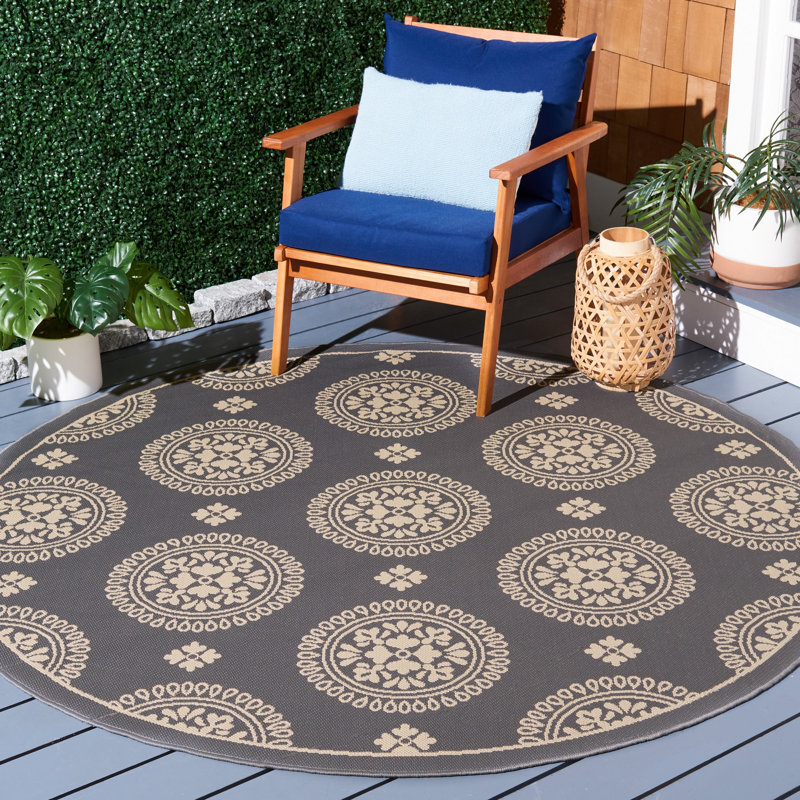 Colina Performance Floral Indoor/Outdoor Area Rug, Round 6'7"