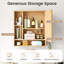 Armoire murale de salle de bain avec miroir, porte simple, 3 tablettes ouvertes et tablette réglable naturelle-129204854