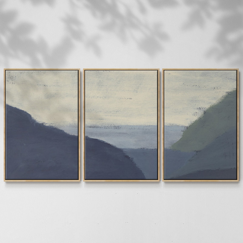 «Mute Coast I», reproduction sur toile flottante 3 pièces, H 24 po x l 48 po x P 2 po, Naturel