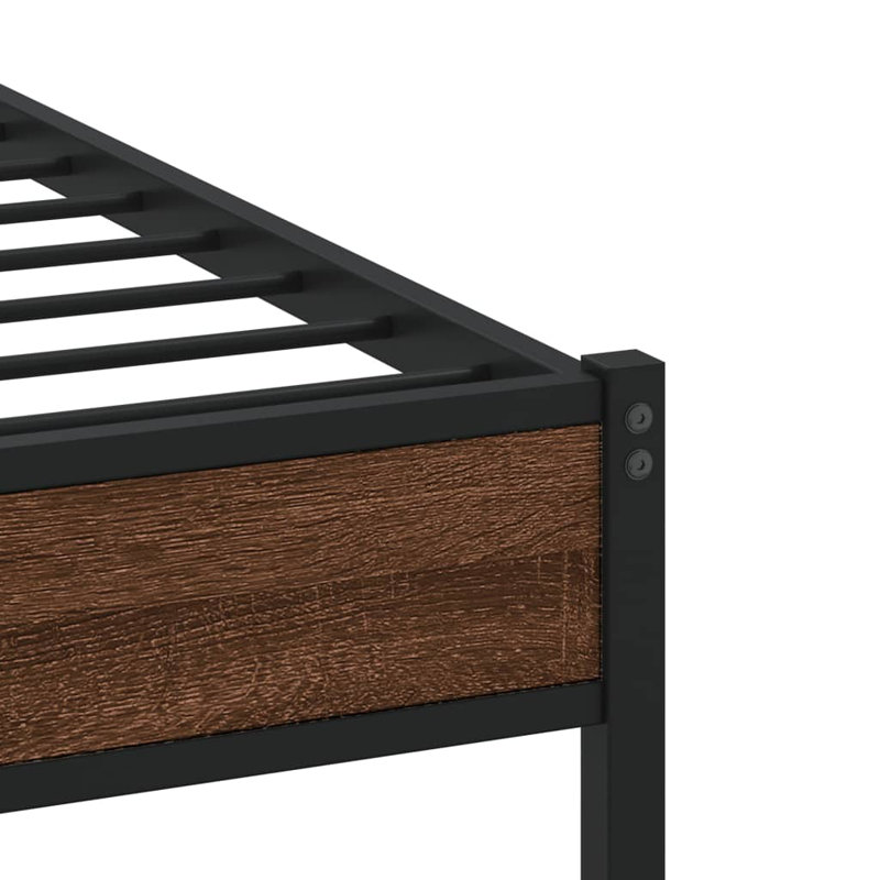 Albarracin Metal Bed, Brown Oak, 91.5cm H x 207cm W x 206cm D