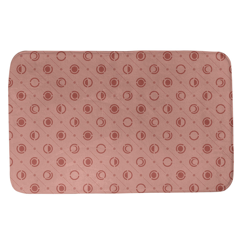 Tapis de bain géométrique antidérapant en microfibre Moon phases, l 17 po x L 24 po, Rouge pâle