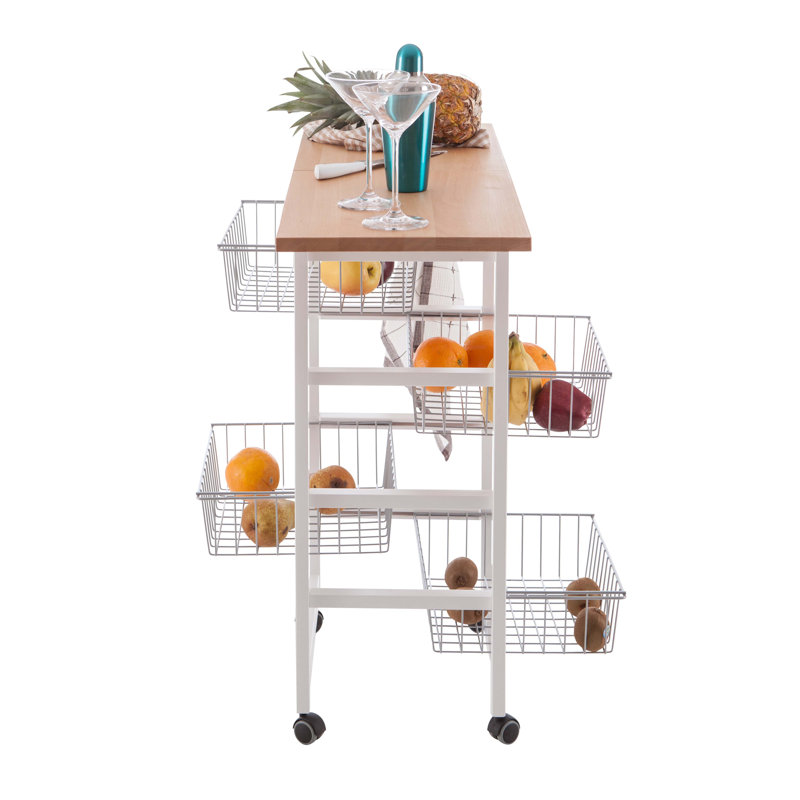 Millwright Solid Wood Kitchen Cart, White
