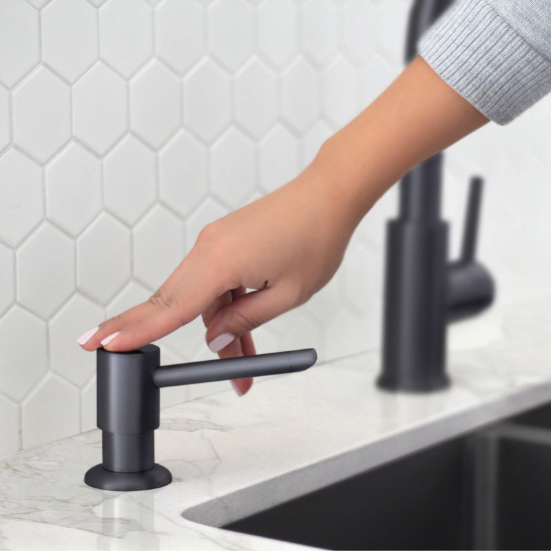 Distributeur de savon pour évier de cuisine en acier inoxydable 240 ml STYrir, Noir mat