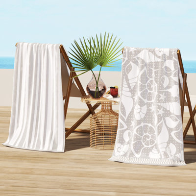 2-Piece Jacquard Cotton Beach Towel Set