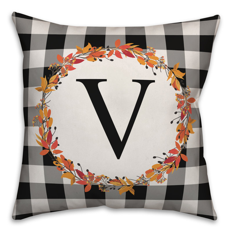  Harvest Monogram Throw Pillow, V