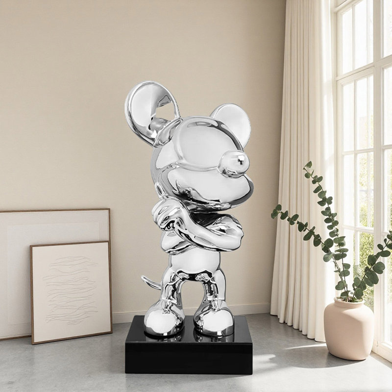 Sculpture créative en résine électrolytique Mickey, Argenté / Noir