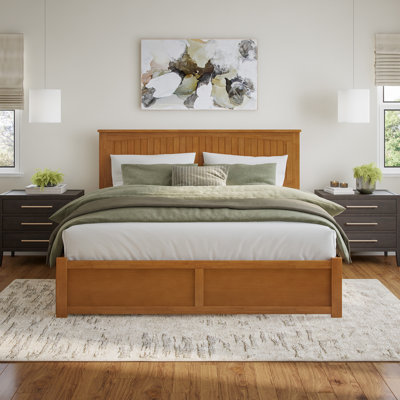 Nantucket Solid Wood Platform Bed with Panel Footboard and Storage Drawers