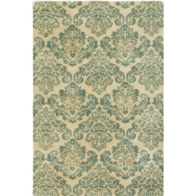 Beige/vert en laine Touffetée à la main Katelynn Tapis décoratif