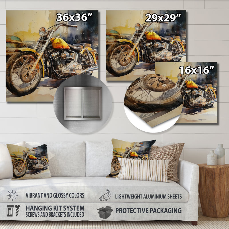 Motocyclette liberté sur deux roues - décoration murale moto en métal, H 16 po x l 16 po x P 1 po