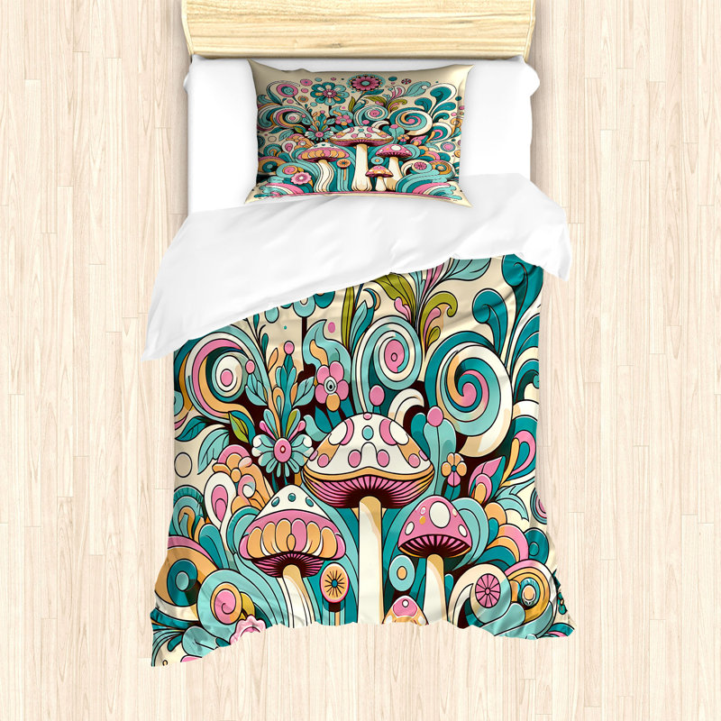 Mushroom Duvet Cover, Twin Duvet Cover + 1 Standard Shams