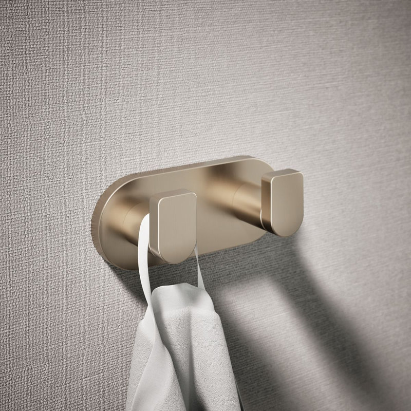 Composed® Wall Mounted Double Robe Hook, Rose Gold