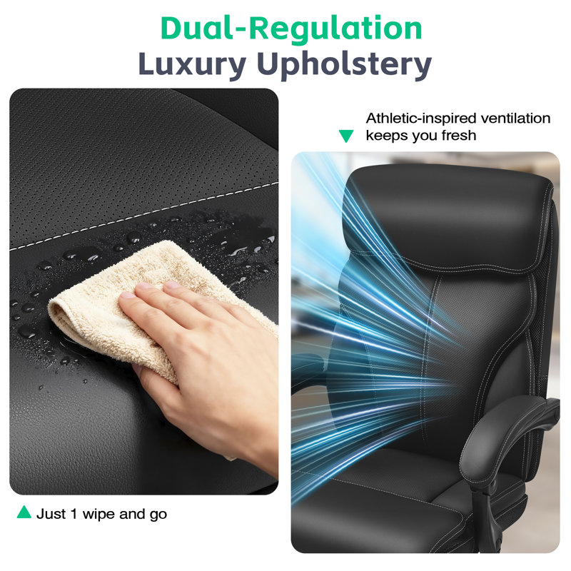 Ergonomic Executive Chair with Footrest and Flip-Up Arms,For Gaming Rooms, Offices, and Meeting rooms, Retractable Footrest