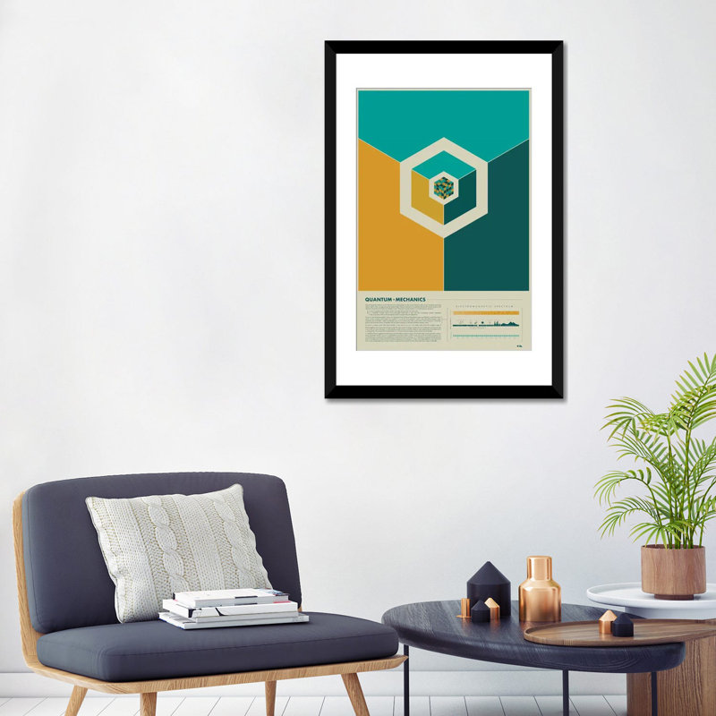 «Quantum Mécanics» par 2046, impression sur toile tendue, Papier d'art encadré noir, H 24 po x l 16 po x P 1 po, Blanc