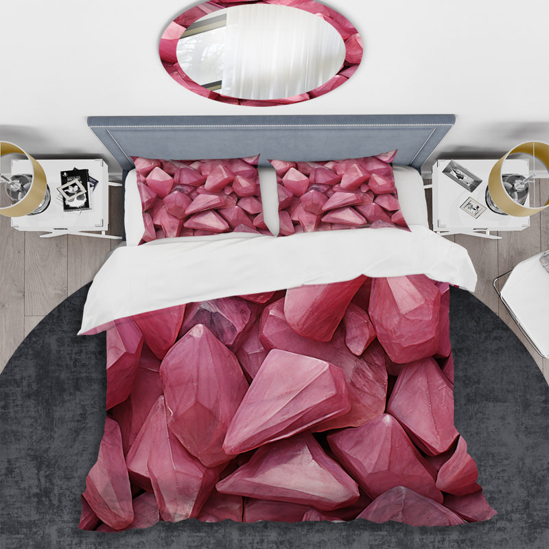 Ensemble de housse de couette Pink I Gemstones Fusion I - Abstract Shapes, Housse de couette pour grand lit