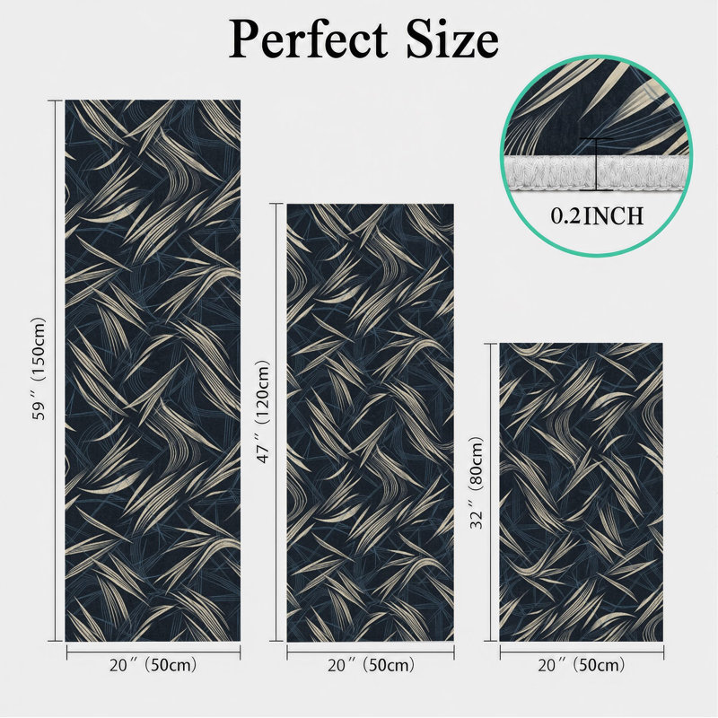 Tropical Leaf Non-Slip Washable Kitchen Mats