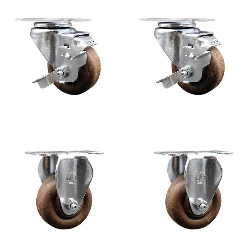 4 Piece Glass Filled Nylon Caster Set