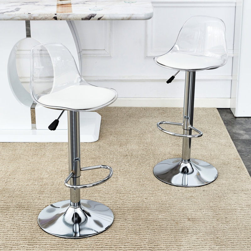 Tabourets de bar rotatifs à 360 °, levage réglable - sièges pour animaux de compagnie, animal de compagnie moderne minimaliste pour les bars, tabourets blancs 2 pièces de 2 rotations, levage idéal