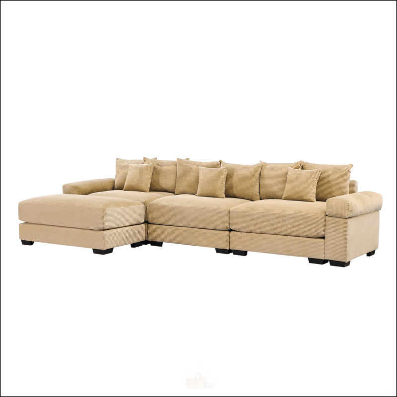 Canapé modulaire en L 130 po, H 34,2 po x l 129,9 po x P 33,8 po, 3, Chameau