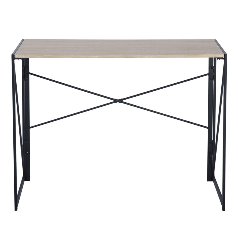 Bureau d'ordinateur pliable en bois avec cadre en métal H 28,3 po x l 40,9 po, H 28,3 po x l 40,9 po x P 19,7 po, Chêne