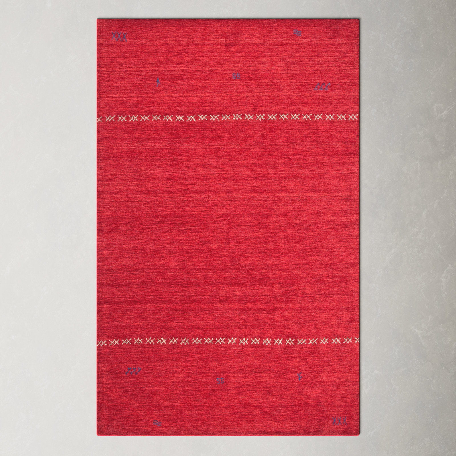 Santiago Red Handmade Wool Geometric Rug, Rectangle 4' x 6'