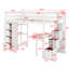 Lit mezzanine simple avec tiroirs, bureau, tablettes et escaliers-1113245083