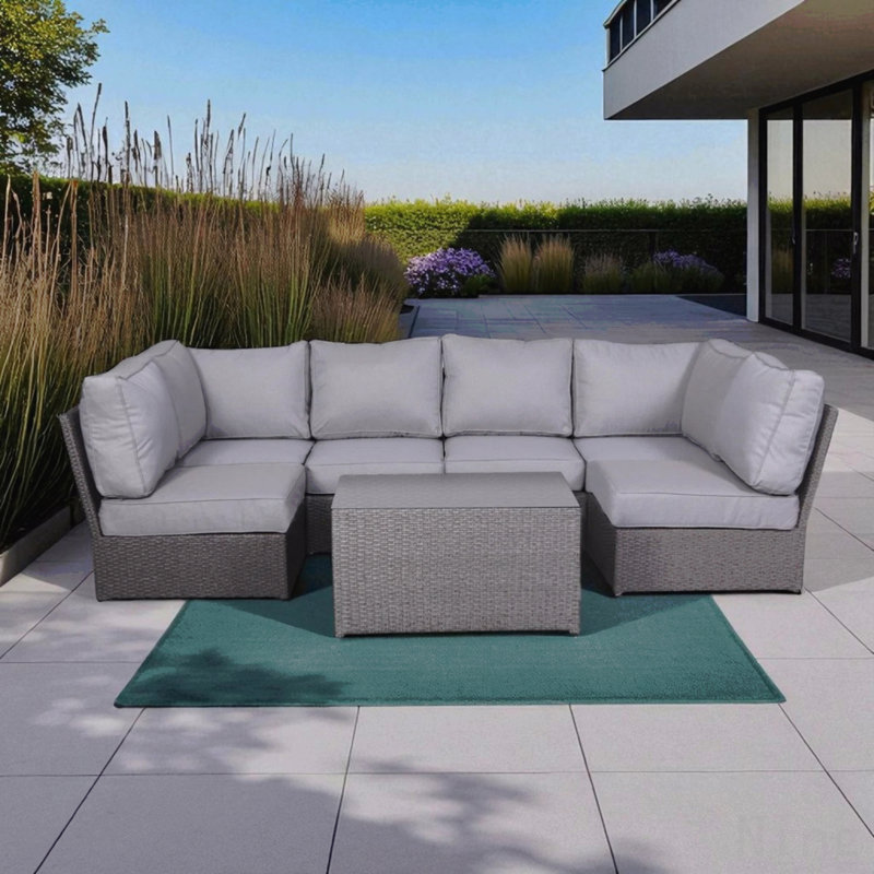 Fully Assembled 4-Person Outdoor Wicker Sectional Set With Cushions