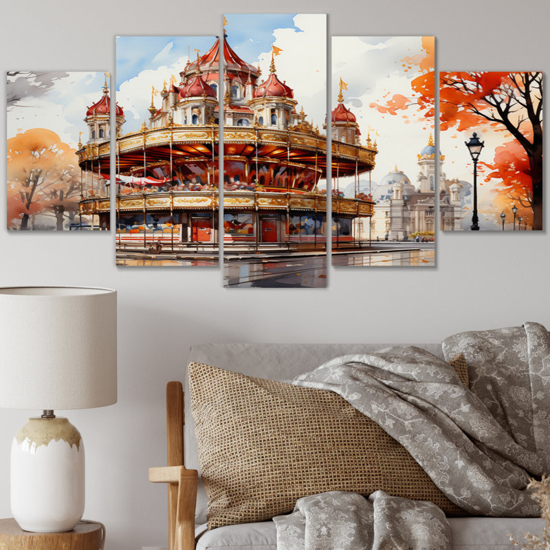 Carousel Whimsical Delight I - Architecture, impression d'art mural en métal