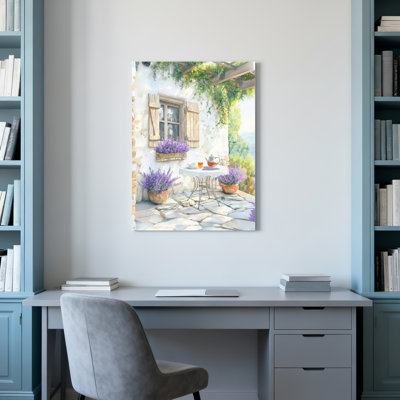 Ensemble de 1 tableau sur toile tendue représentant un jardin de lavande
