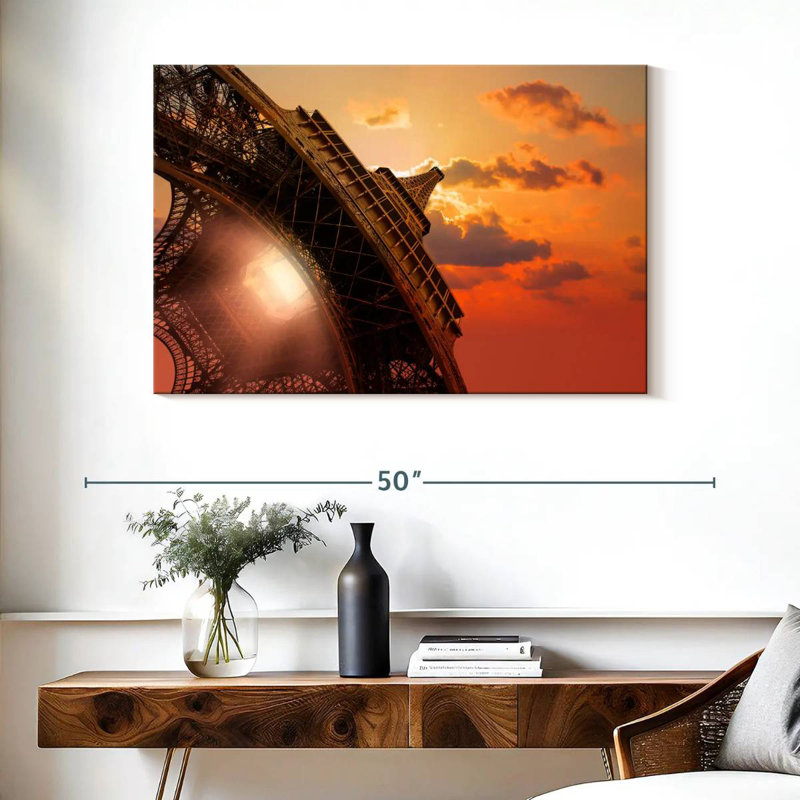 Lilie Orange Skies Eiffel Tower, 26" H x 39" W