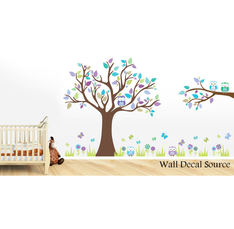 Adhésif décoratif pour la chambre de bébé arbre et hibou, Schéma B