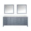 Meuble-lavabo double gris foncé 84 po X P 22 po P, plateau en quartz blanc et Miroirs