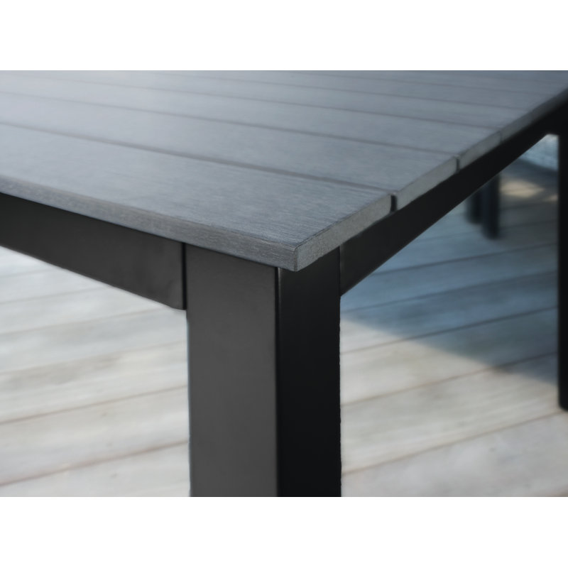 Gray and Maple Gray Aluminum Outdoor Dining Table with Resin Slat Top
